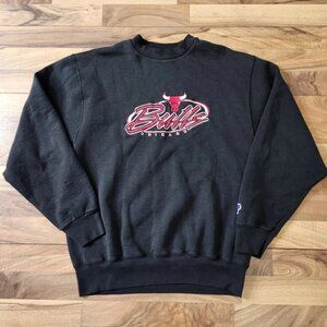 Vtg Chicago Bulls Pro Player Crewneck Pullover Sweater Embroidered Sz Large Euc